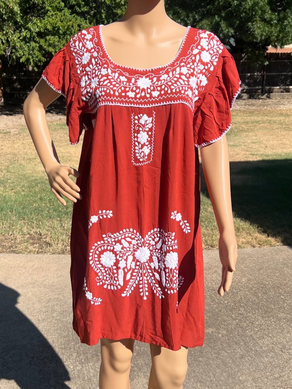 NWOT Texas Longhorns Orange & White Handmade Mexican Dress - Size Small